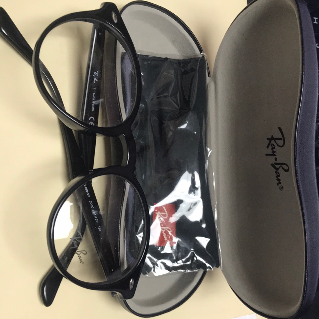 Ray-Ban 2180vf Black Round Glasses New With Case And Cleaning Cloth